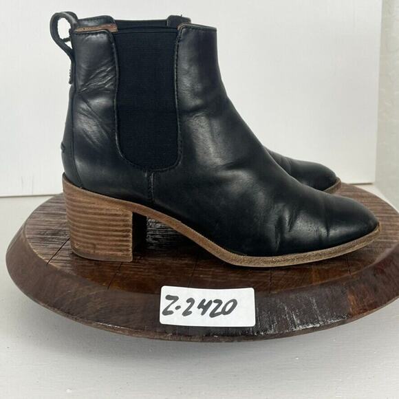 Madewell Boots Women's Size 8 Chelsea Black Leather The Frankie Pull On Heel - Picture 10 of 12